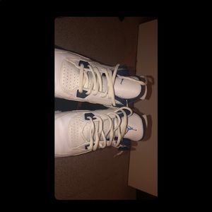 Dark blue and light blue Jordan 4’s